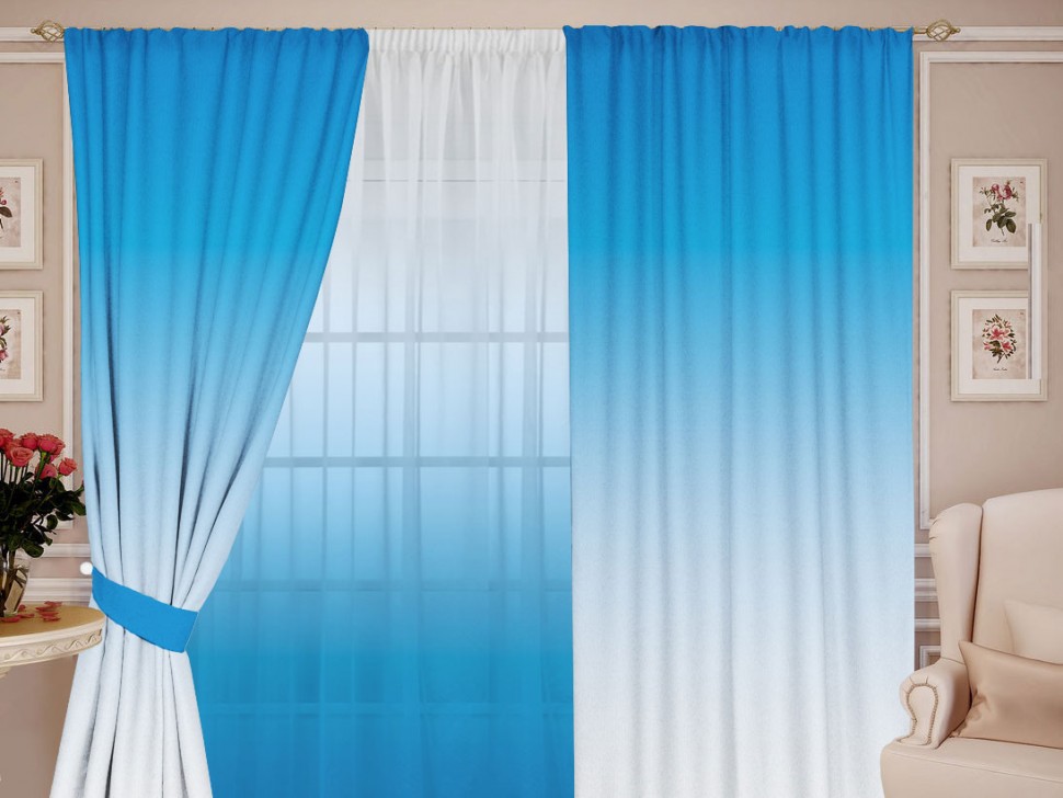 Комплект штор с тюлем Фурия Блу