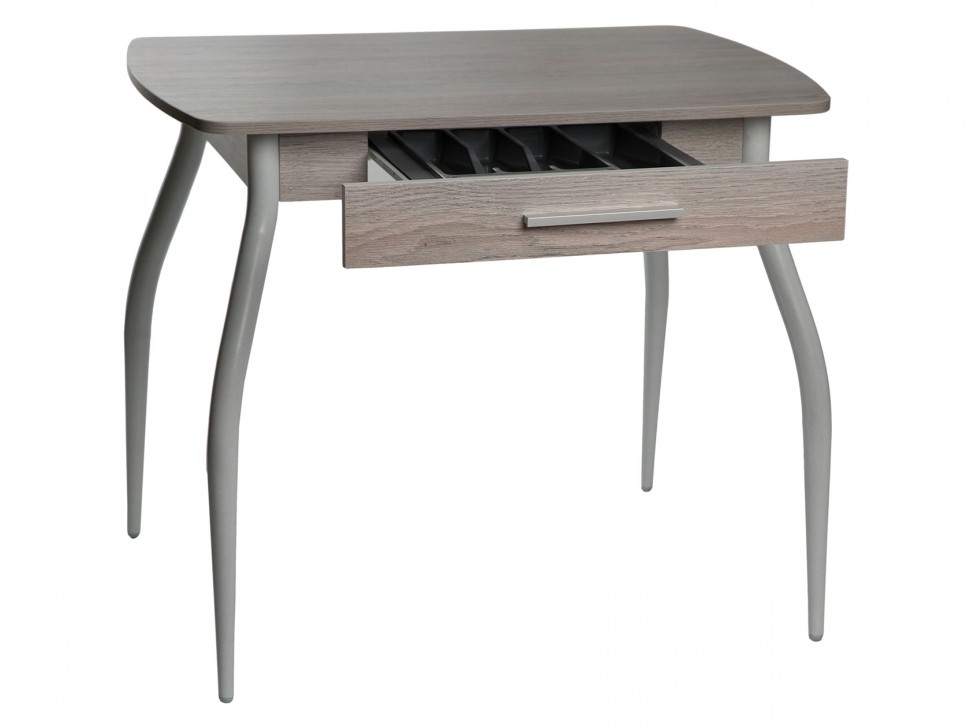 Кухонный стол DP-010102101 Стол ДП1-01-02 900х600 с/я М55 "Граус" ЛДСП "Навара", Ноги для стола гнутые с утонением (белый мрамор)