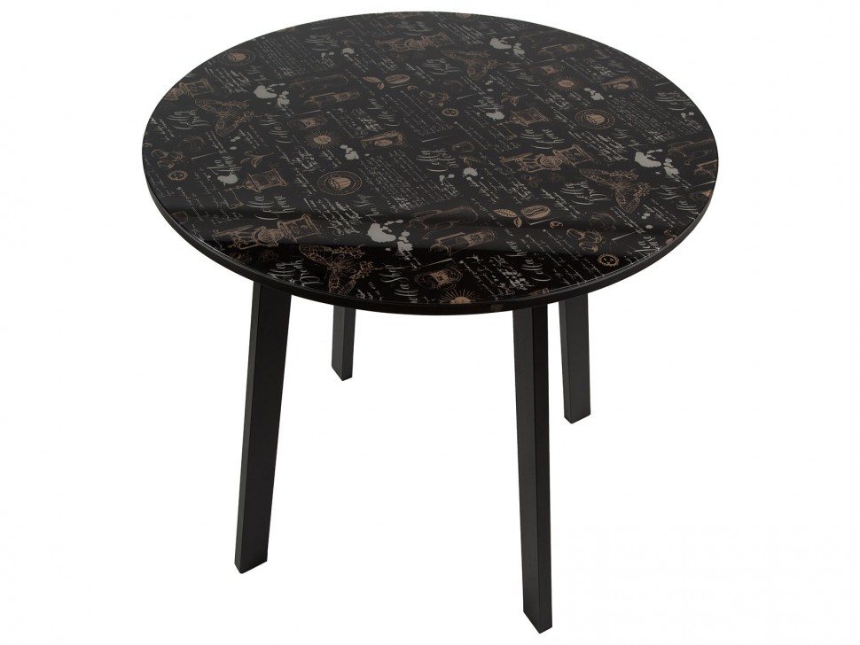 Кухонный стол DP-010108301 Стол ДП1-01-08 ф800 круглый со стеклом М99 "Филд" "Кофе хаус"/"Черный", Н/с (черный матовый)