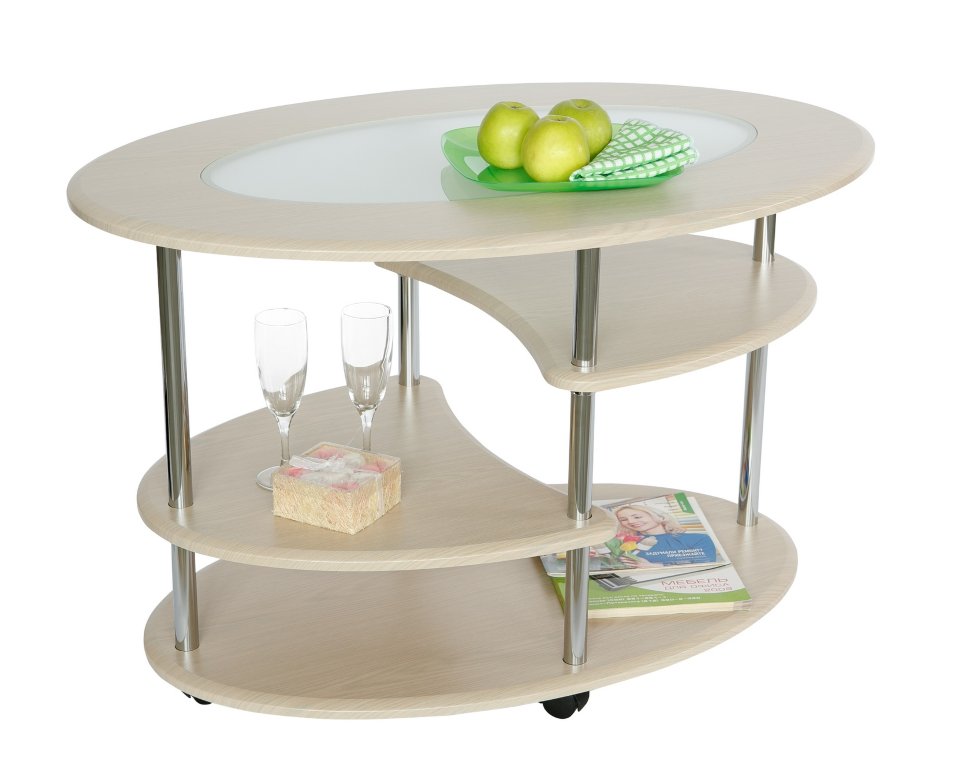 Журнальный столик Стол журнальный "Эллипс"+стекло