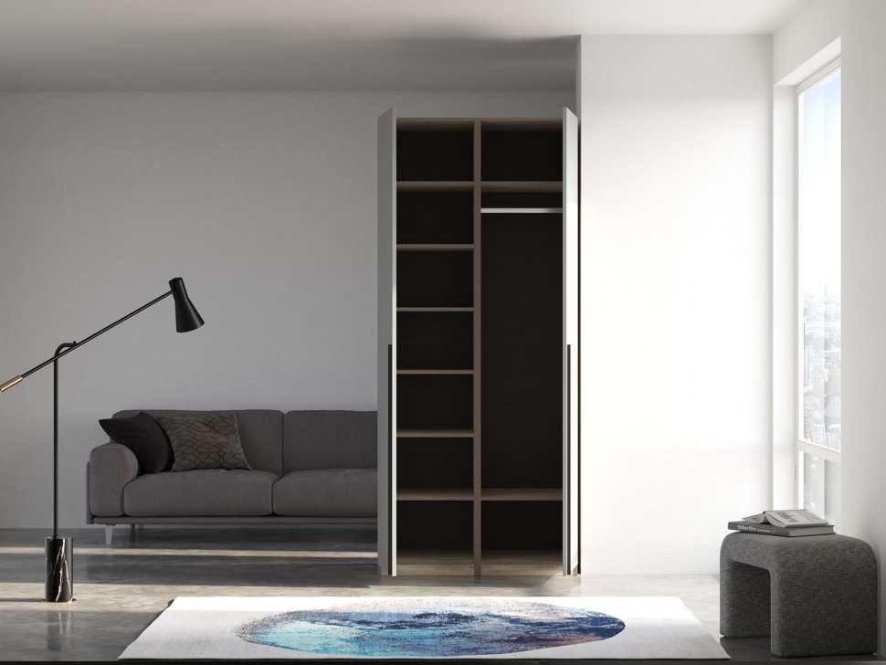 Распашной шкаф Этна 2 двери 100 см узкие ящики