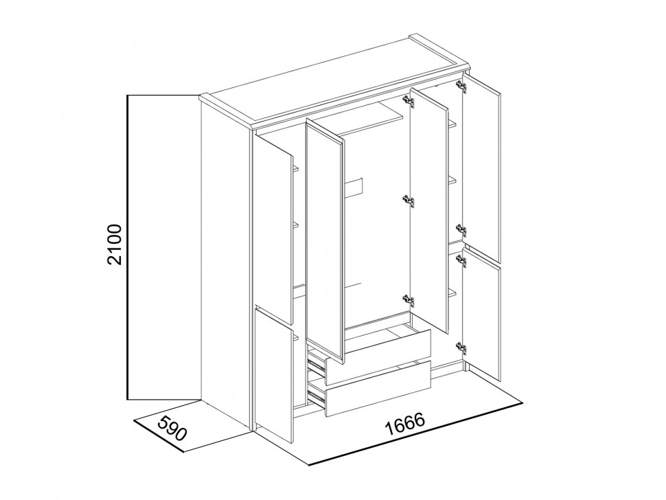 Распашной шкаф Шкаф 4 дв Сомма
