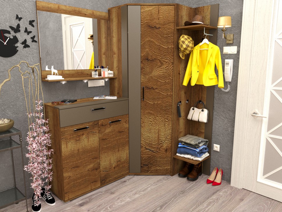 Угловая прихожая со шкафом Ханна