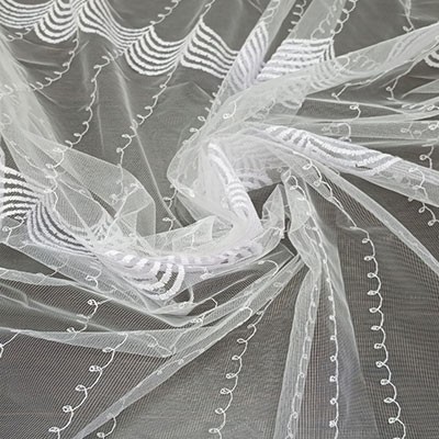 Тюль Сетка Вышивка белый