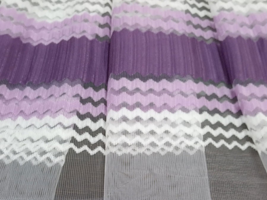 Тюль Сетка Полоса сиренево-фиолетовый/белый