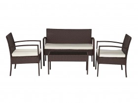 Комплект плетеной мебели Лаундж сет (диван+2кресла+столик+подушки) (mod. 210000)