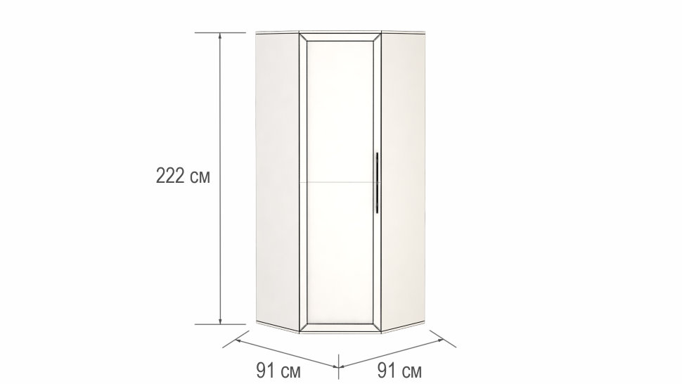 Угловой распашной шкаф с зеркалом Парма