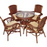 Комплект плетеной мебели Комплект обеденный "ANDREA" ( стол со стеклом + 4 кресла + подушки)