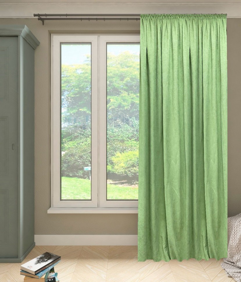 Штора Канвас оливковый