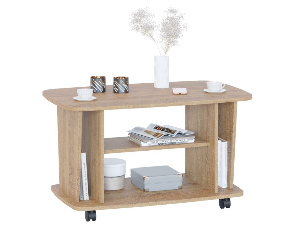 Узкий журнальный столик на колесах Альвито