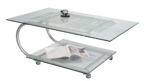 Стеклянный журнальный стол на колесиках Дуэт-10