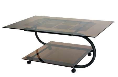 Стеклянный журнальный стол на колесиках Дуэт-10