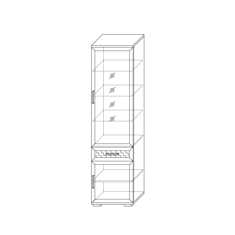 Шкаф-витрина с ящиком Шкаф 600 со стеклом Парма Люкс