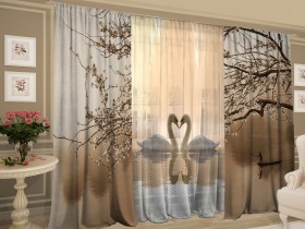 Комплект штор с тюлем Безмолвие лебедей