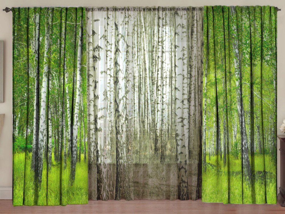 Комплект штор с тюлем Березовая Роща